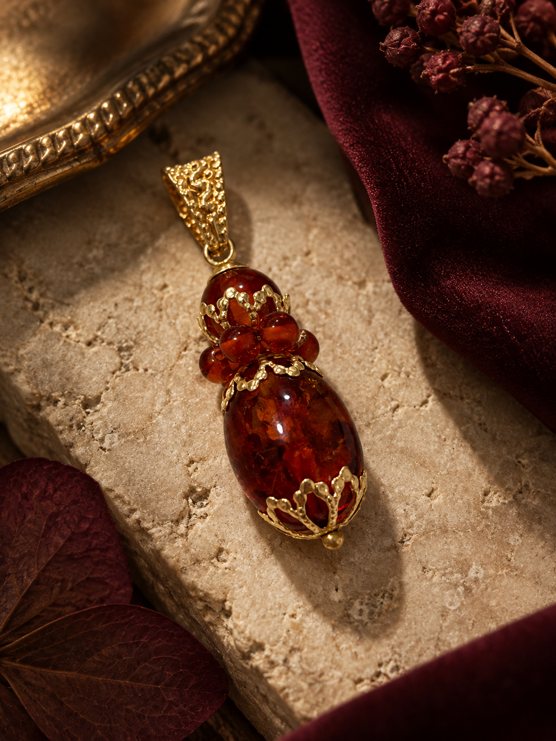Colgante oro 18k y ámbar