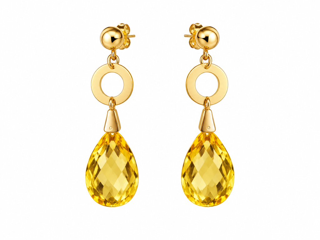 Pendientes y colgante oro 18k y citrinos
