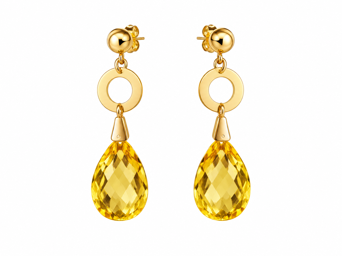 Pendientes y colgante oro 18k y citrinos