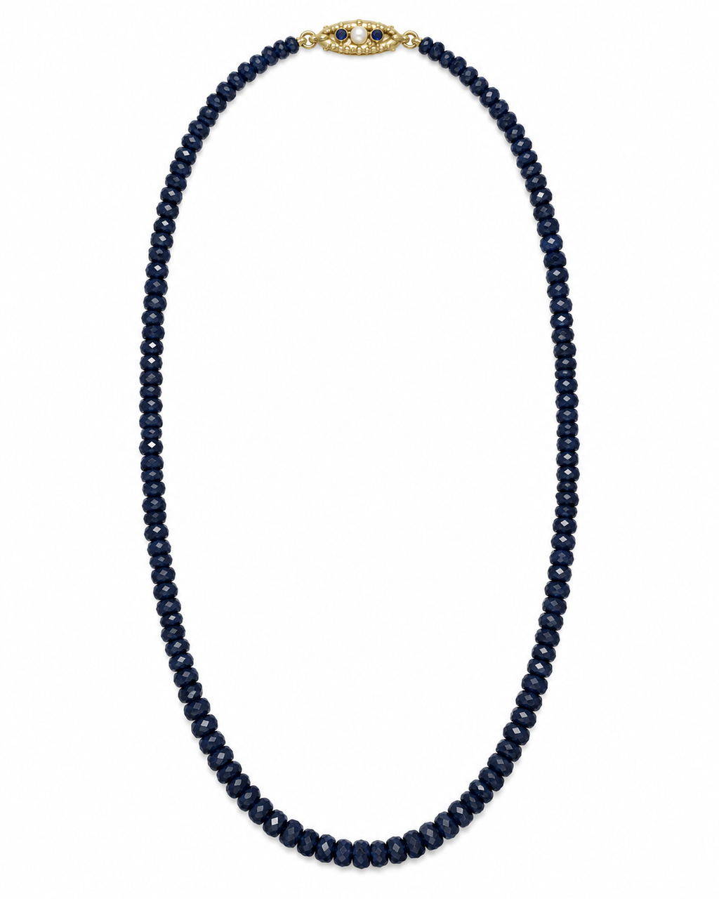 Collar de oro 18k y zafiros azules facetados
