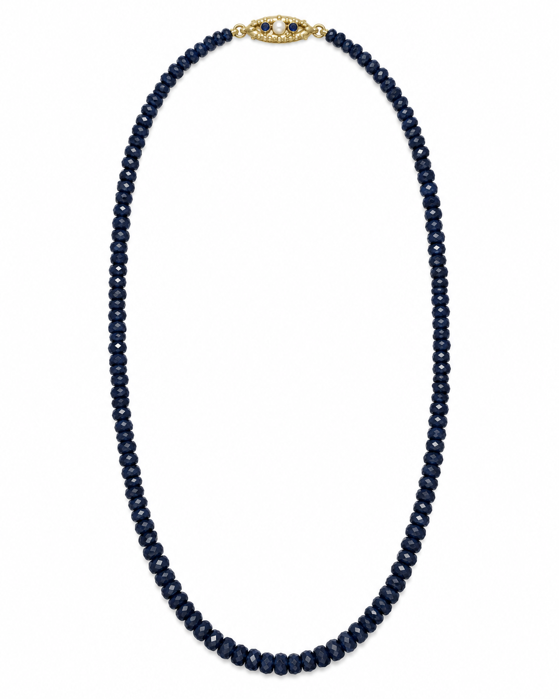 Collar de oro 18k y zafiros azules facetados