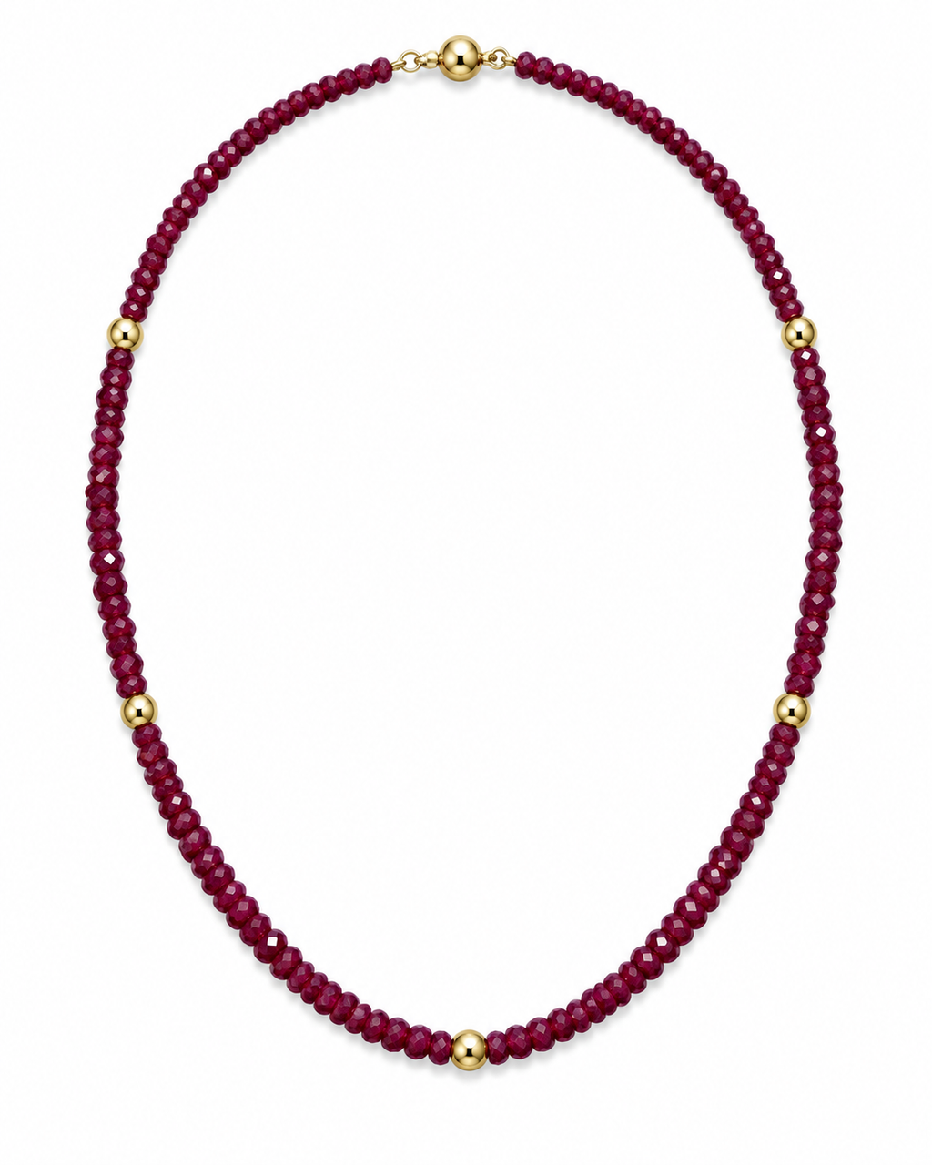 Collar de rubíes facetados y oro 18k