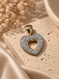 Colgante corazón oro bicolor y pavé de diamantes