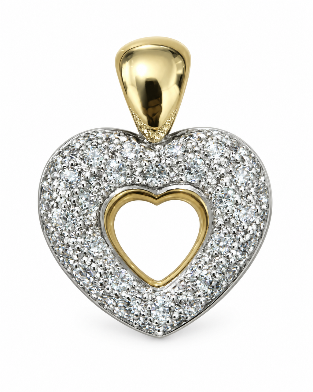 Colgante corazón oro bicolor y pavé de diamantes