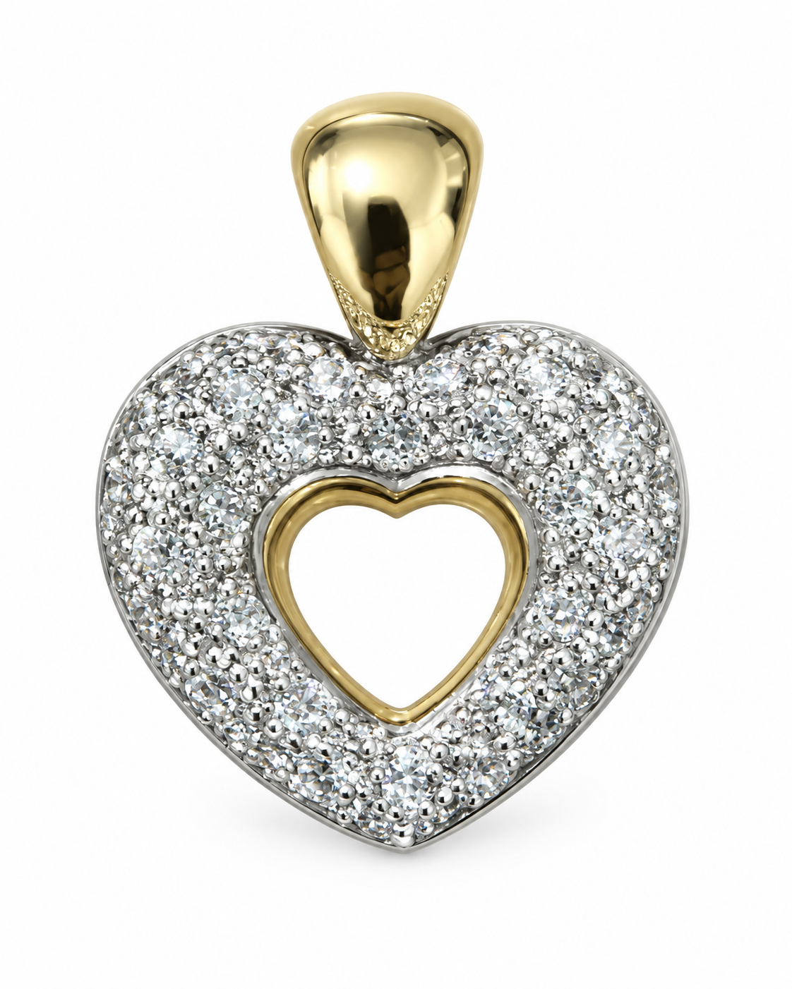 Colgante corazón oro bicolor y pavé de diamantes