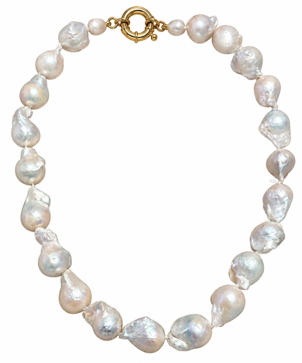 Collar perlas barrocas cierre gallonado oro 18k