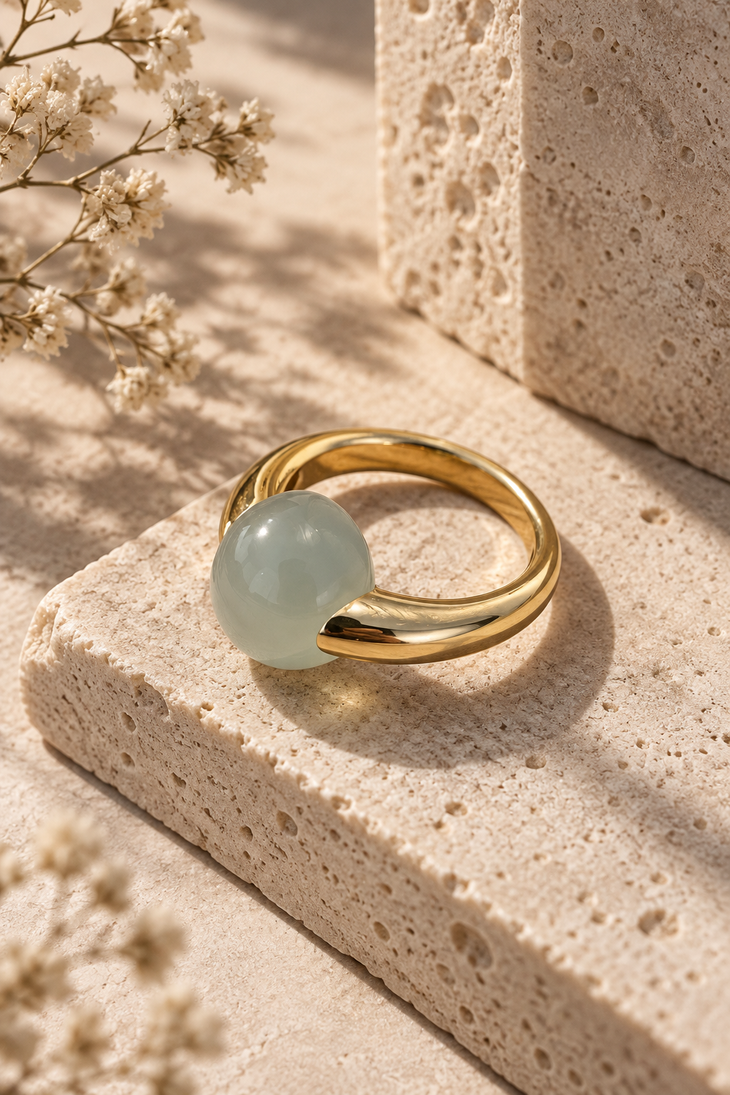 Anillo oro 18k y piedra luna