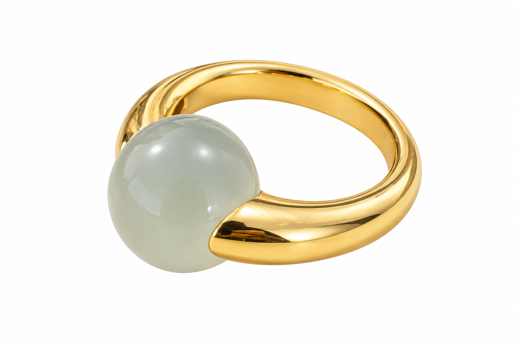 Anillo oro 18k y piedra luna