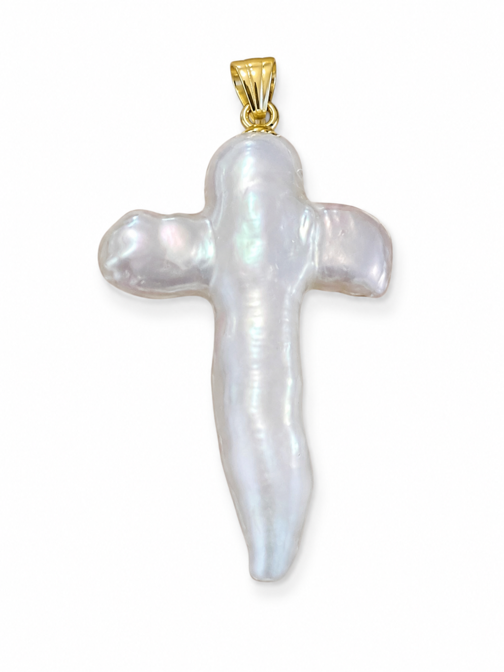 Colgante cruz oro 18k perla barroca