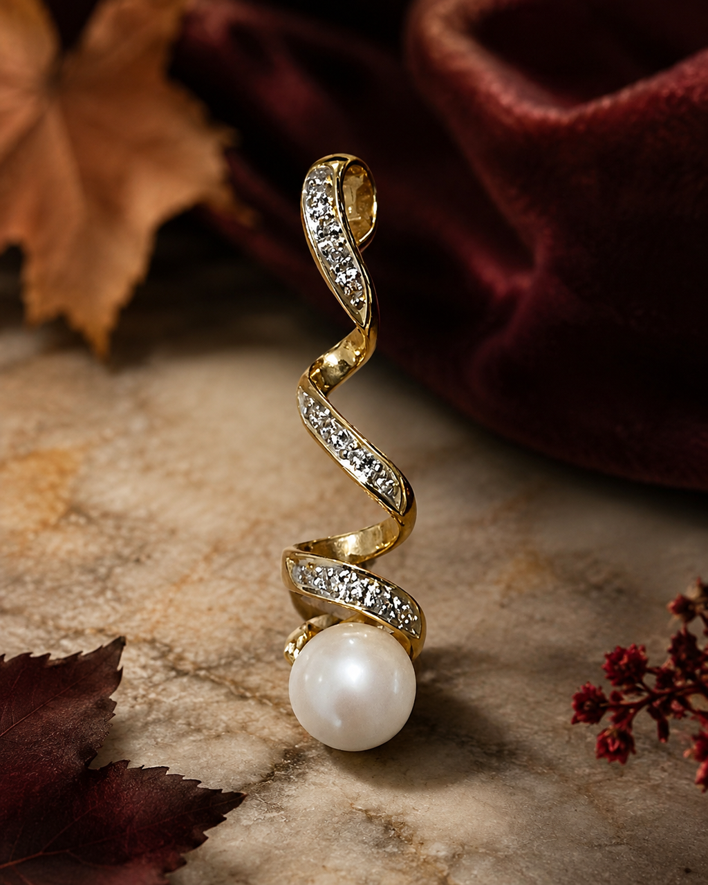 Colgante de oro 18k perla y diamantes