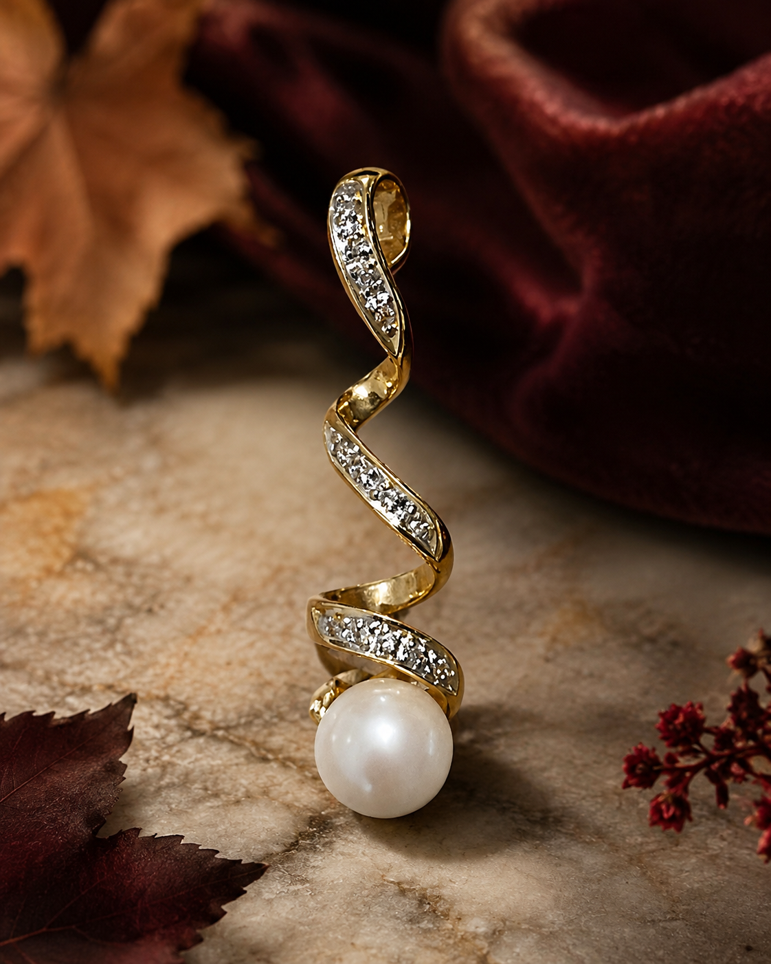 Colgante de oro 18k perla y diamantes
