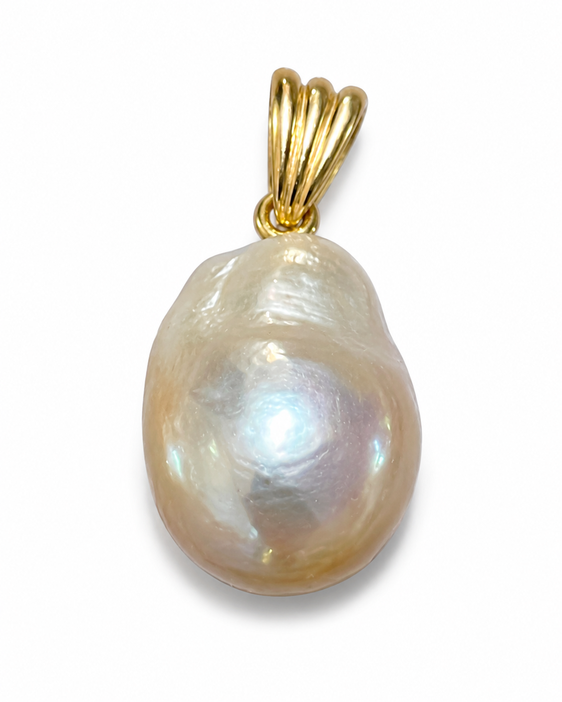 Colgante oro amarillo 18k y gran perla barroca