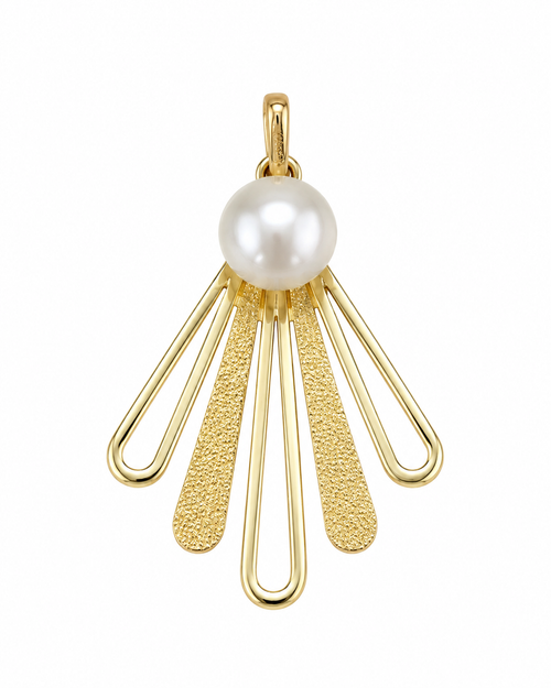 Colgante abanico oro 18k y perla