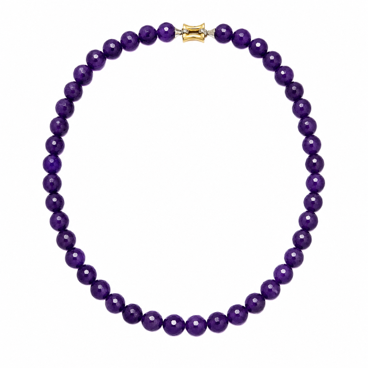 Collar de amatistas con cierre de oro 18k bicolor y diamantes