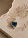 Colgante oro 18k topacio azul y diamantes