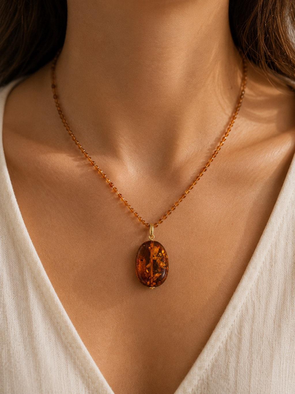 Colgante oro 18k y ámbar