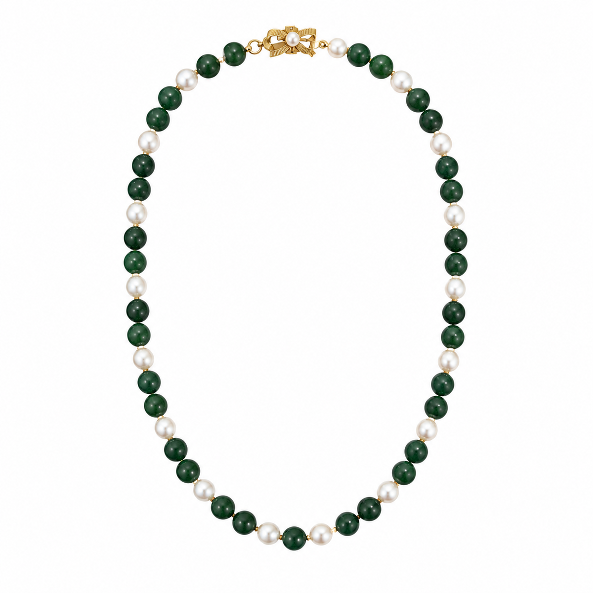 Collar oro 18k jade nefrita y perlas