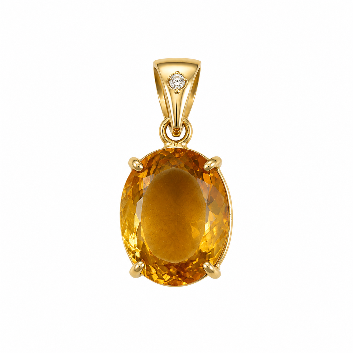 Colgante oro 18k cuarzo citrino y brillante