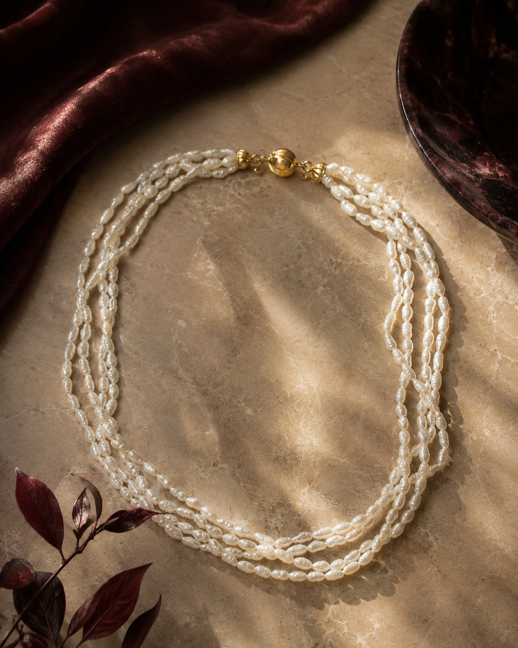 Collar vueltas perlas aljofar