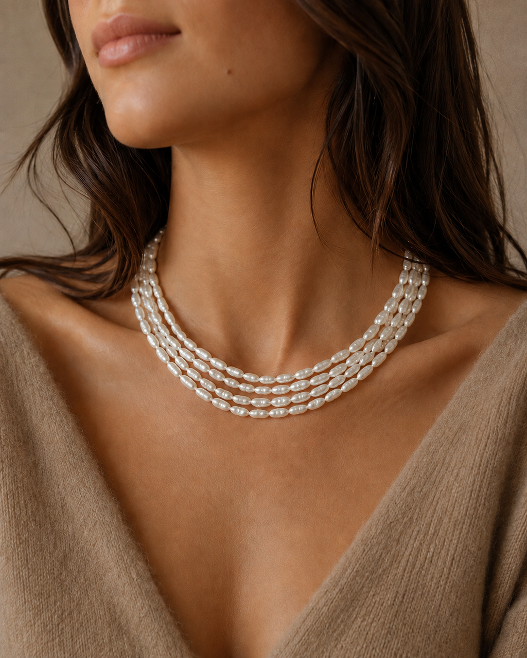 Collar vueltas perlas aljofar