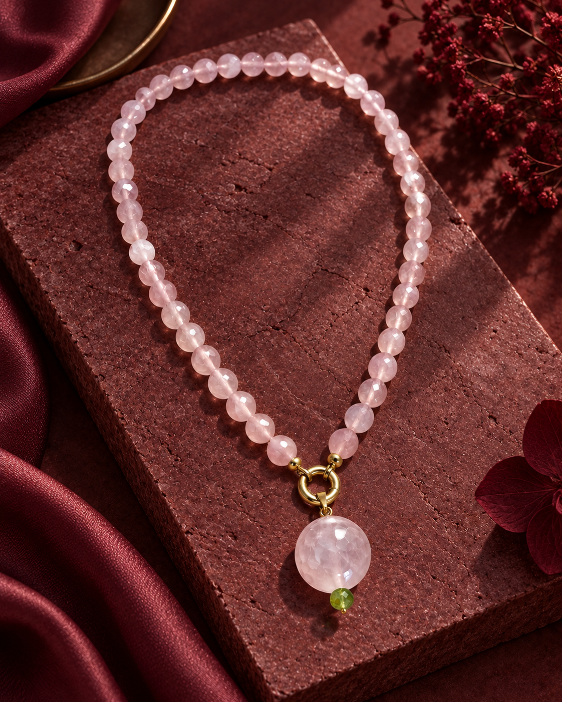 Collar cuarzo rosa