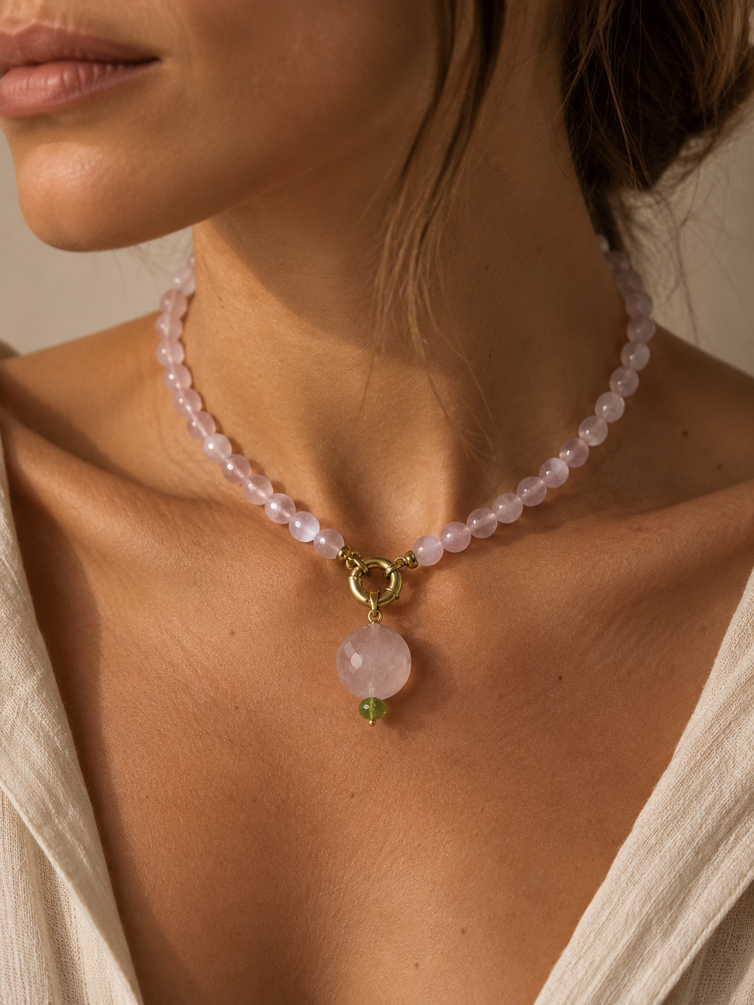 Collar cuarzo rosa