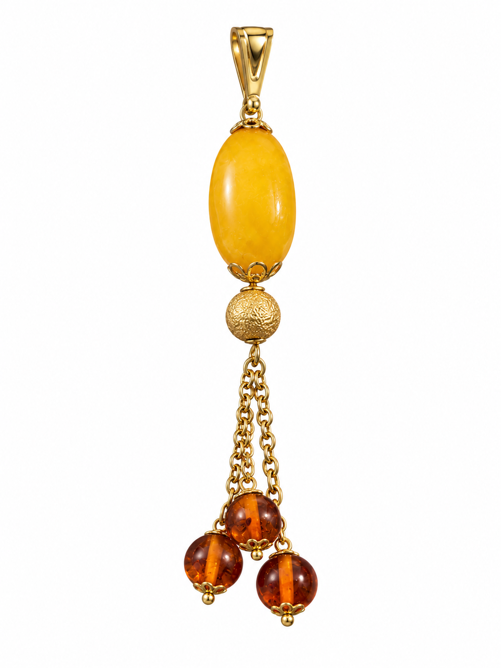 Colgante largo ámbar y oro 18k