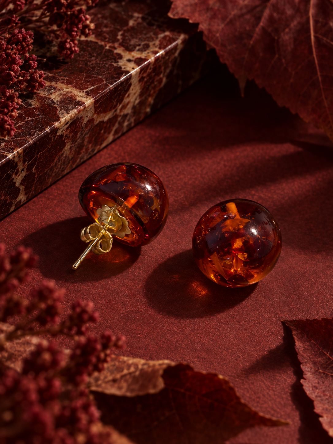 Pendientes ámbar y oro 18k