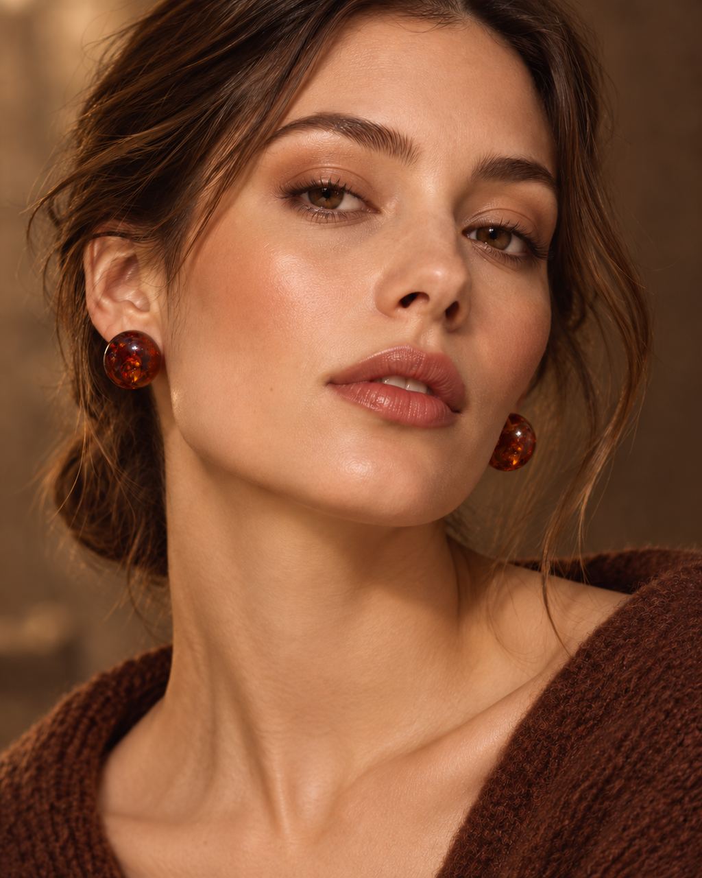 Pendientes ámbar y oro 18k