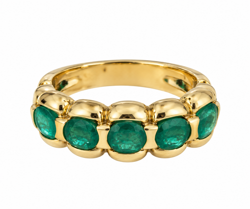 Anillo cintillo de oro 18k y esmeraldas