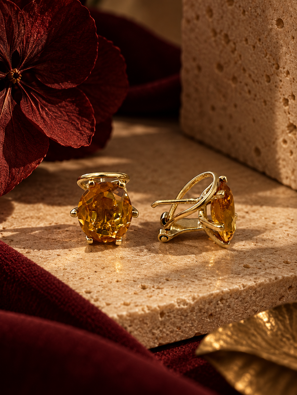 Pendientes oro 18k y citrinos Madeira
