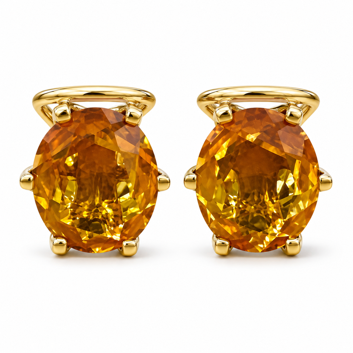Pendientes oro 18k y citrinos Madeira