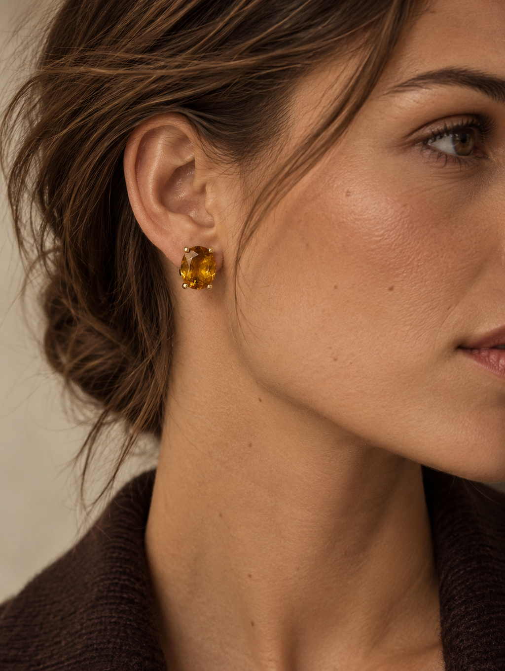 Pendientes oro 18k y citrinos Madeira