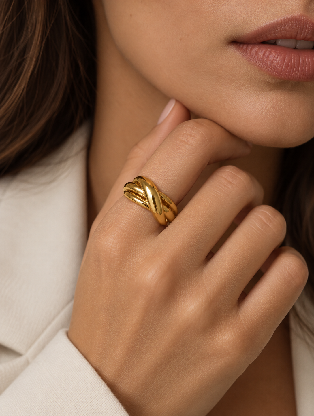 Anillo años 80 de oro amarillo 18k