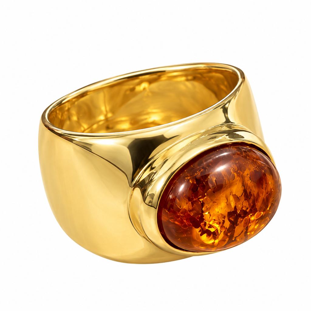 Anillo de oro 18k y ámbar