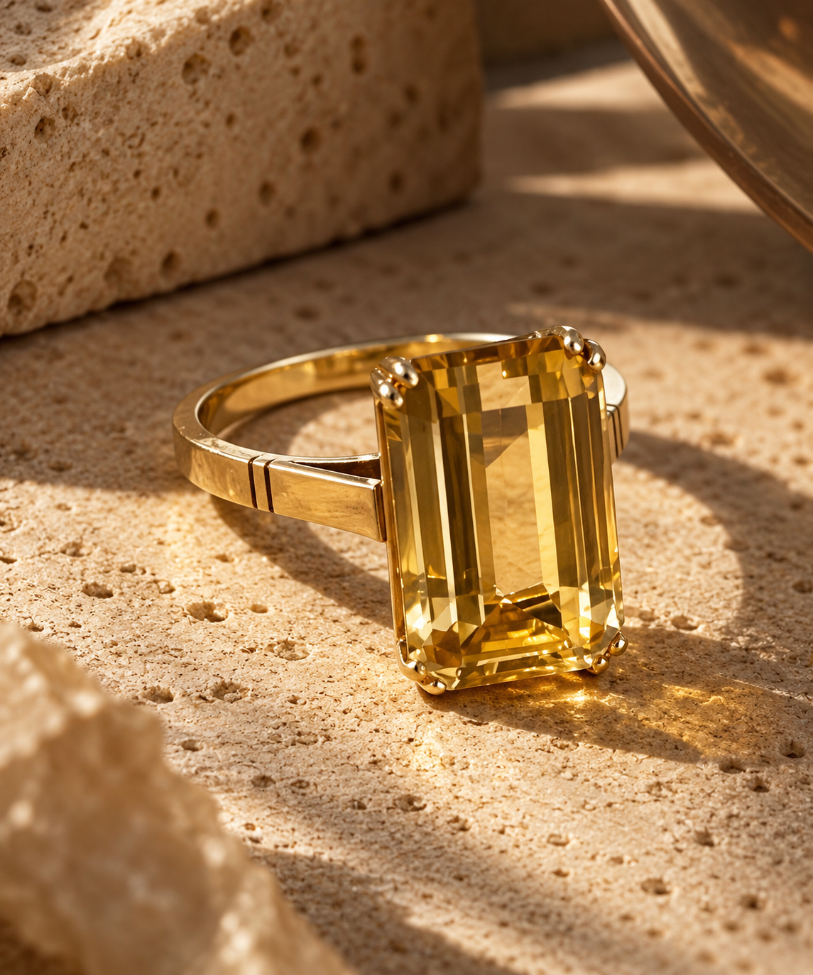 Anillo de oro 18k y citrino champagne
