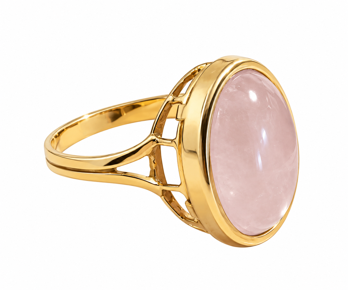 Anillo de oro 18k y cuarzo rosa