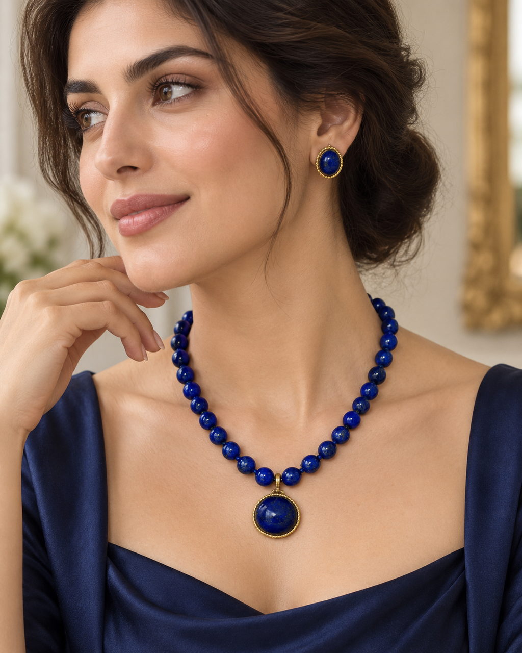 Pendientes lapislázuli y oro