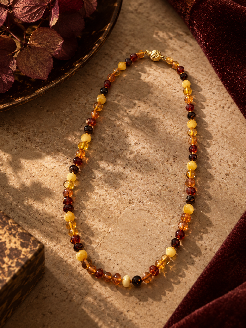 Collar ámbar multicolor oro 18k