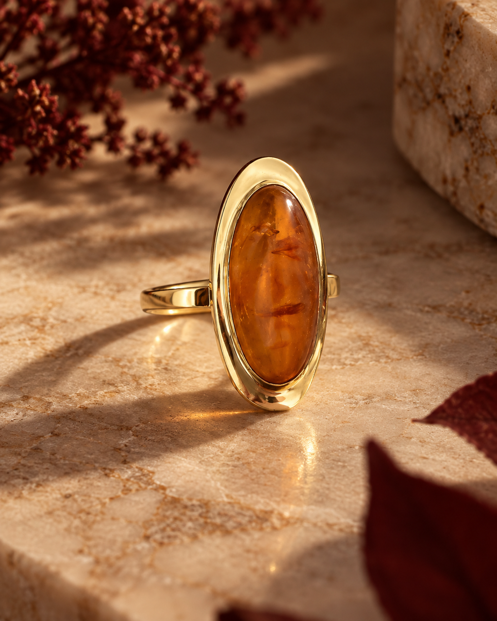 Anillo oro 18k y ámbar natural