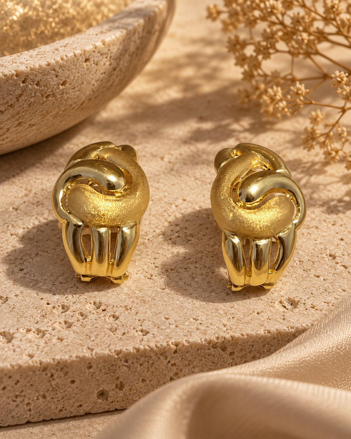 Pendientes oro 18k dos texturas