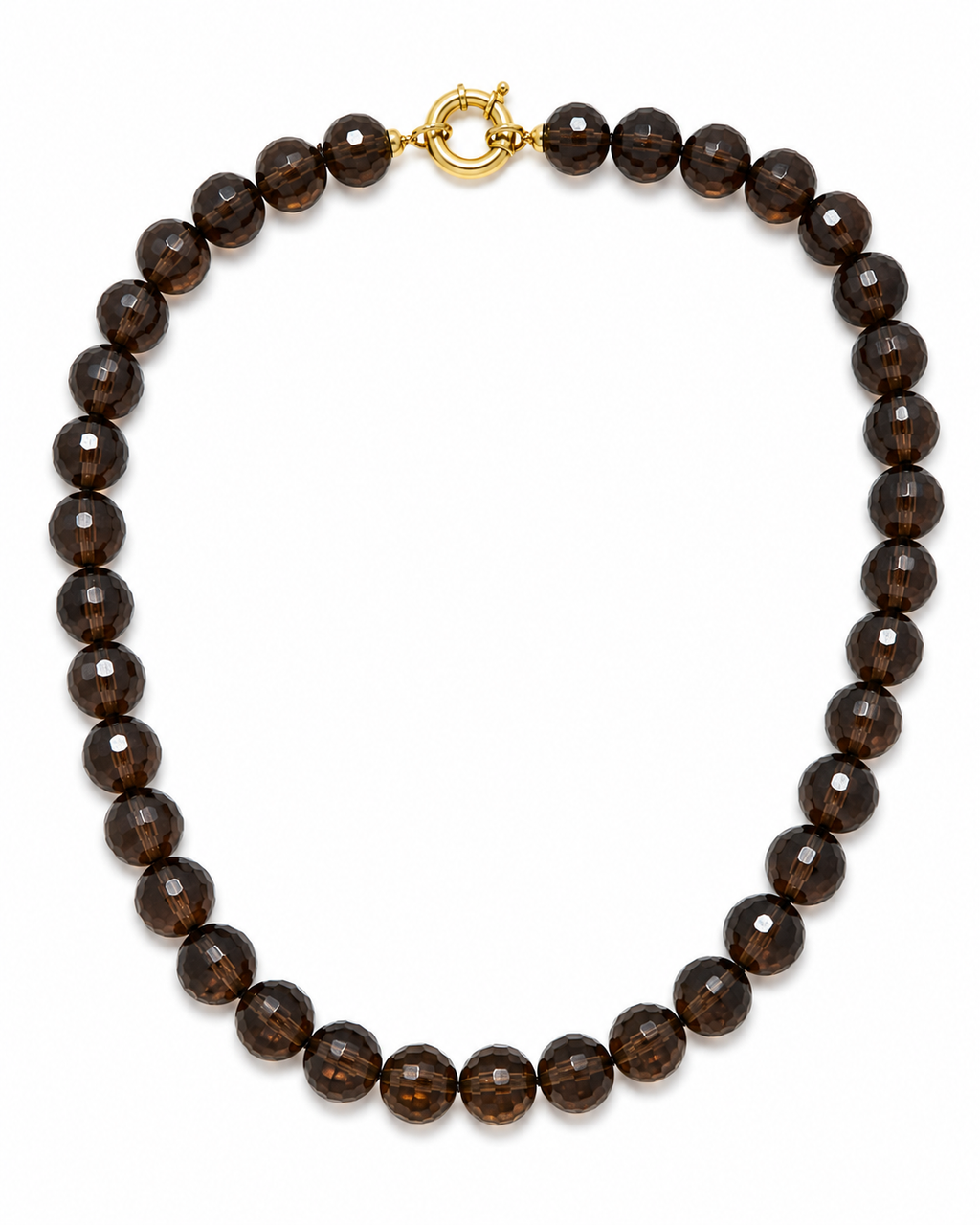 Collar oro 18k y cuarzo fumé facetado