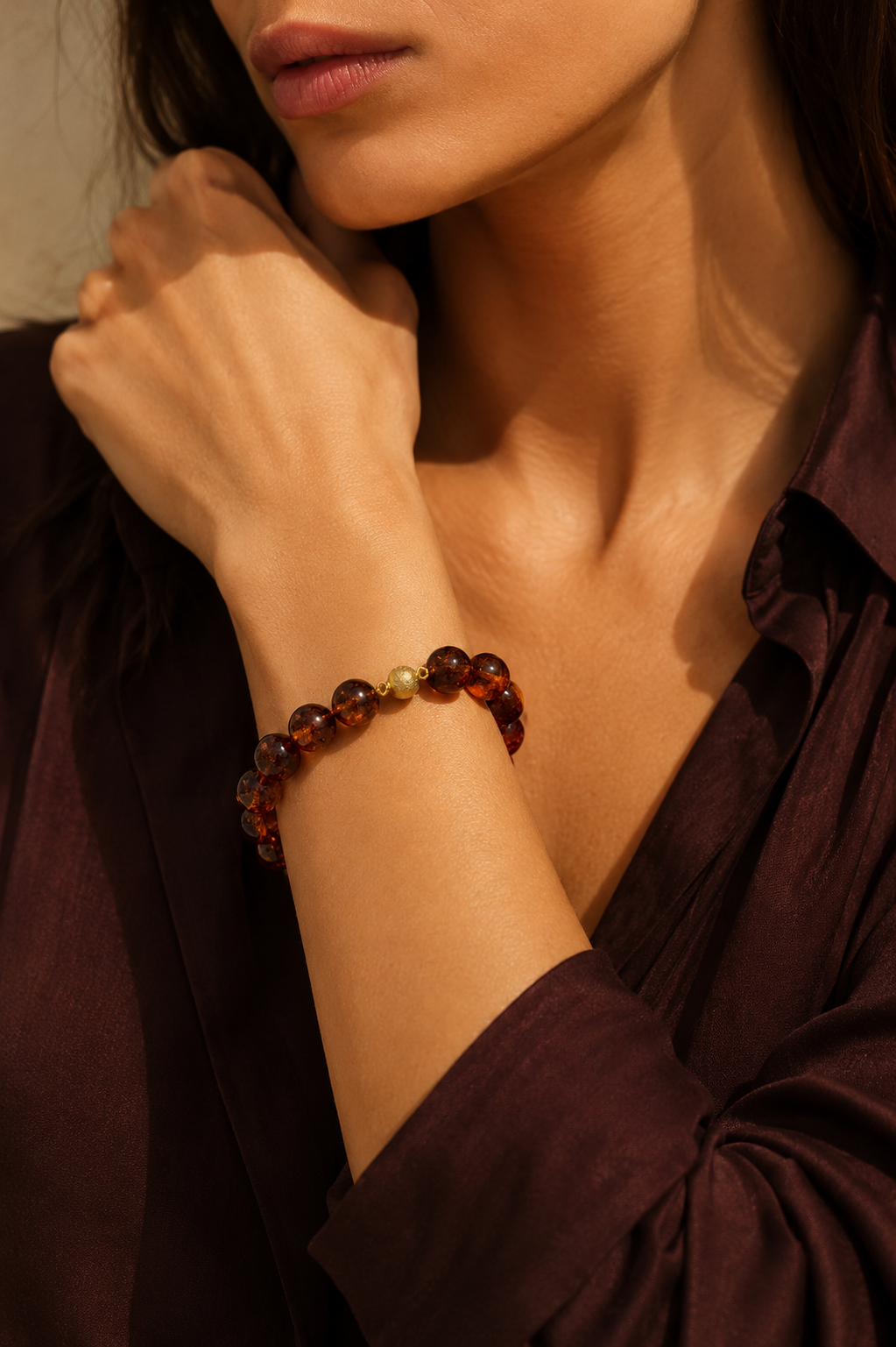 Pulsera ámbar y oro amarillo 18k