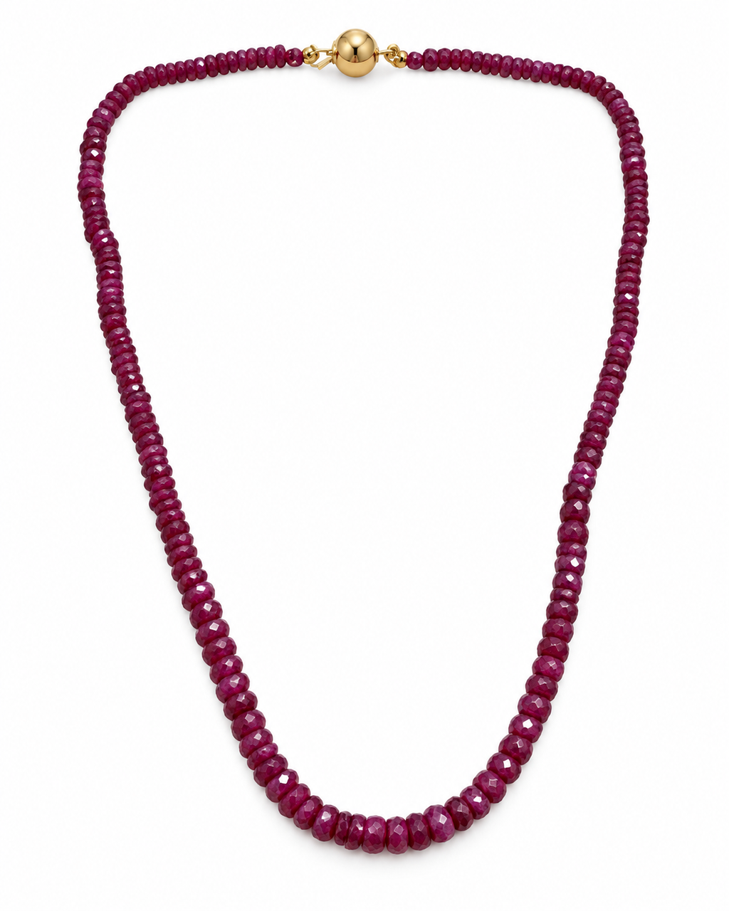 Collar de rubíes facetados y oro