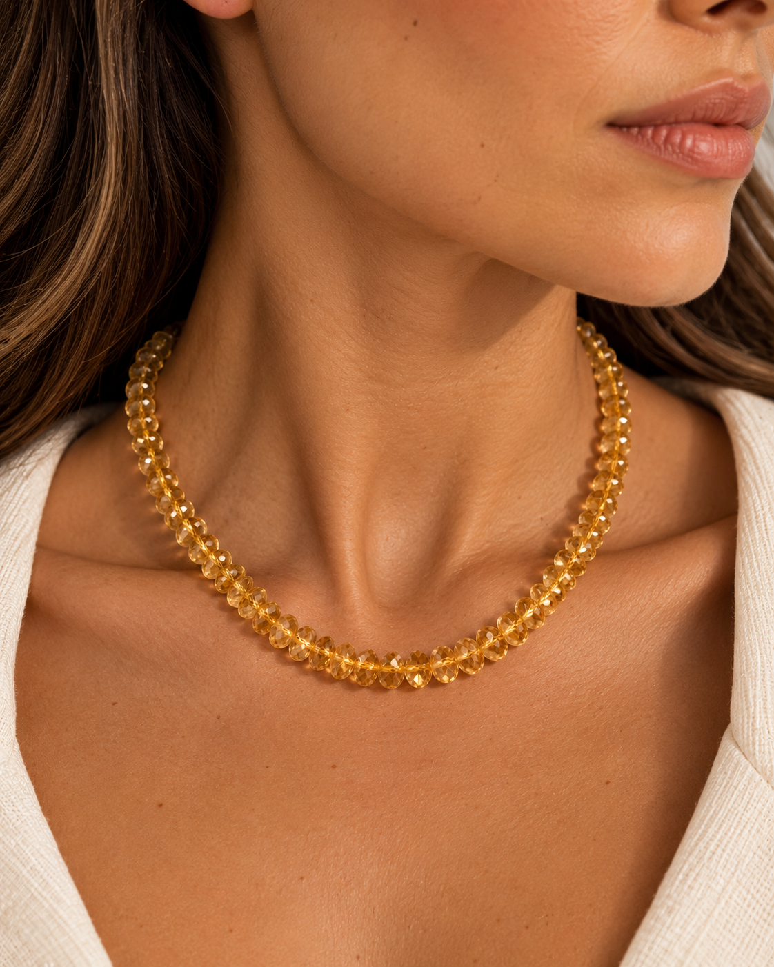 Collar cuarzo citrino y oro 18k