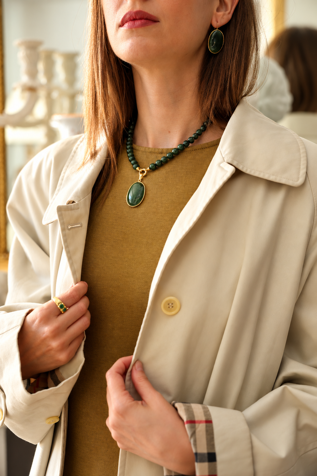 Collar jade nefrita oro 18k