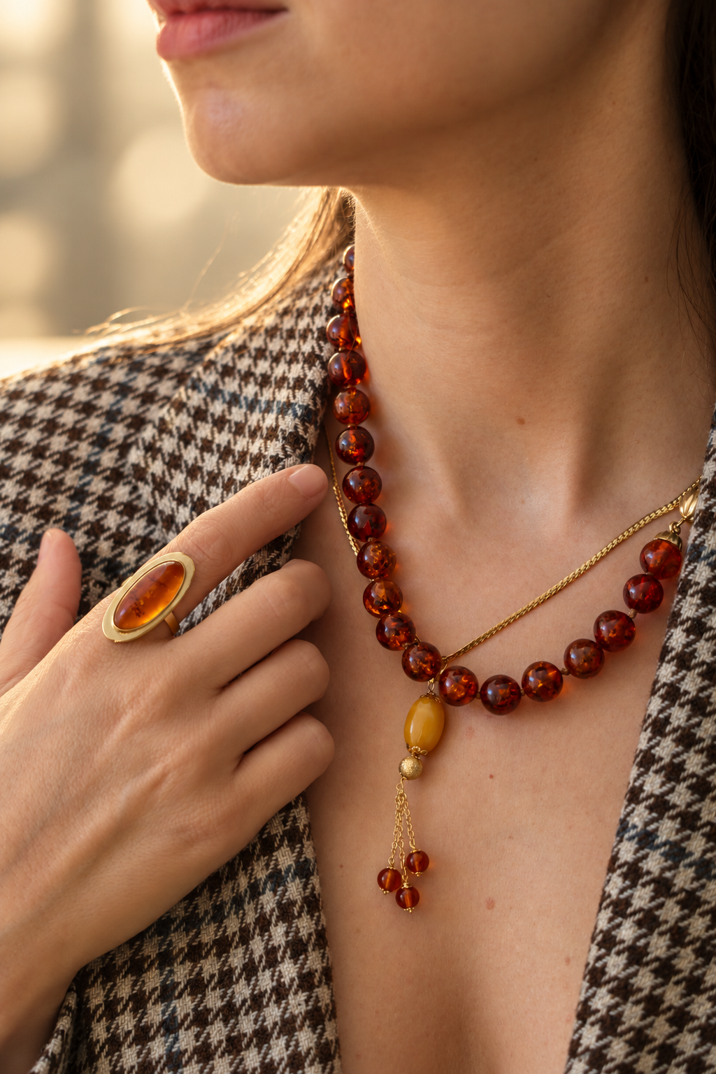Collar ámbar oro 18k