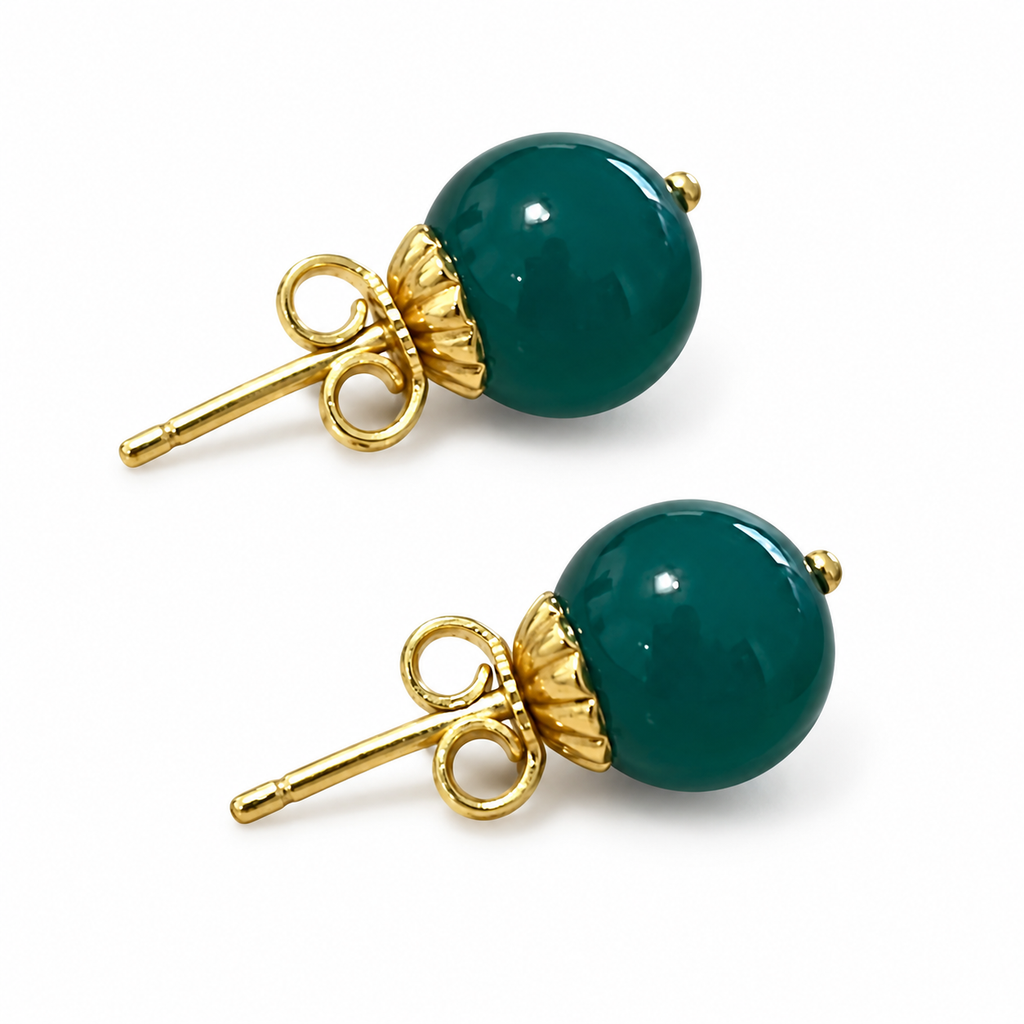 Pendientes oro 18k y ágatas verdes
