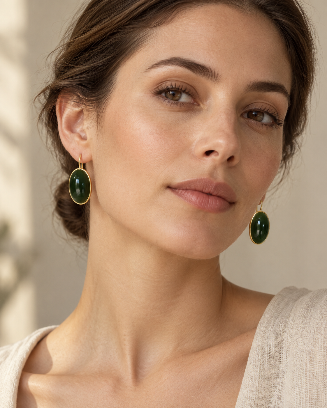 Pendientes de oro 18k y jade nefrita