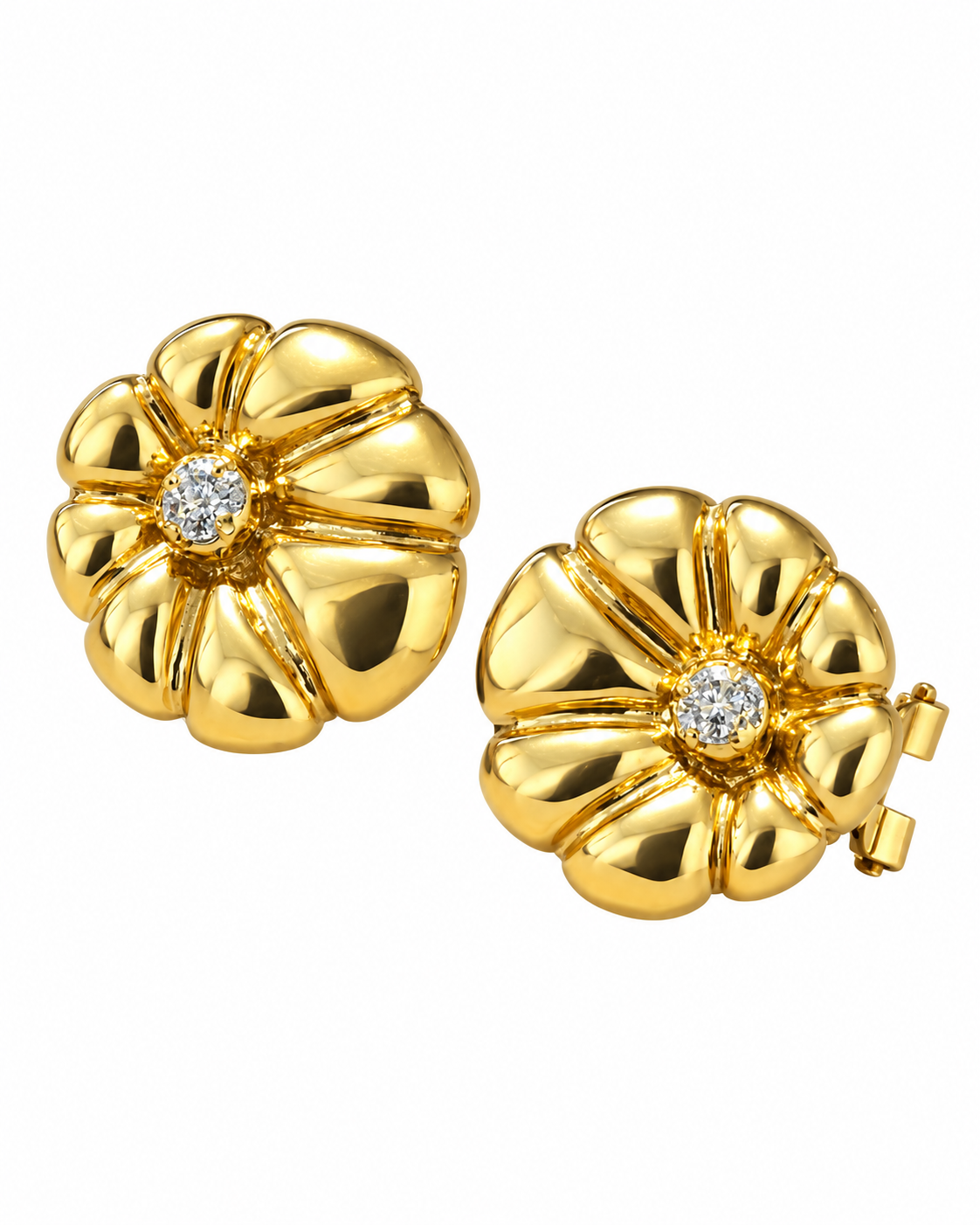 Pendientes flor oro y diamante